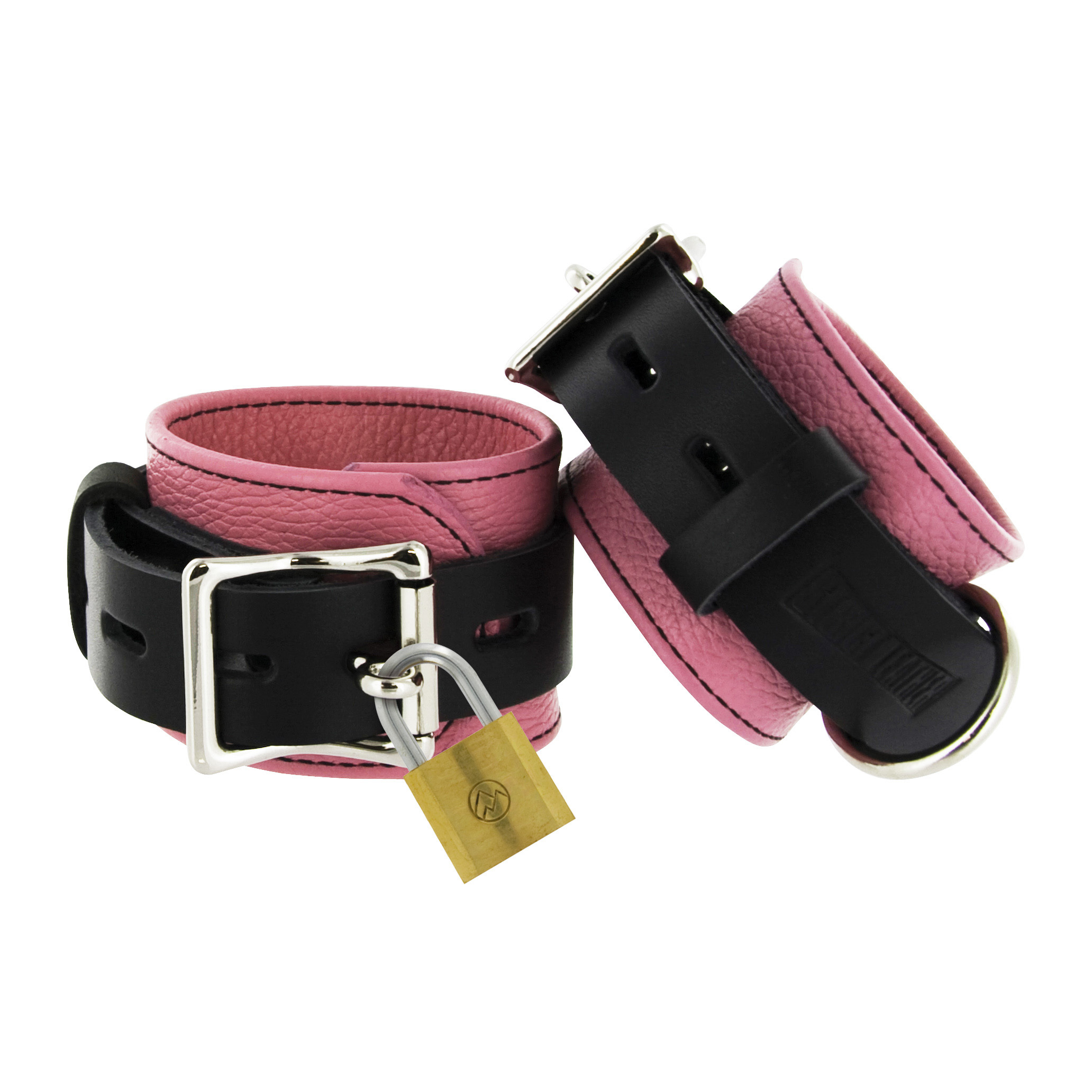 Strict Leather Pink and Black Deluxe Locking Wrist Cuffs - Happy Ending ...