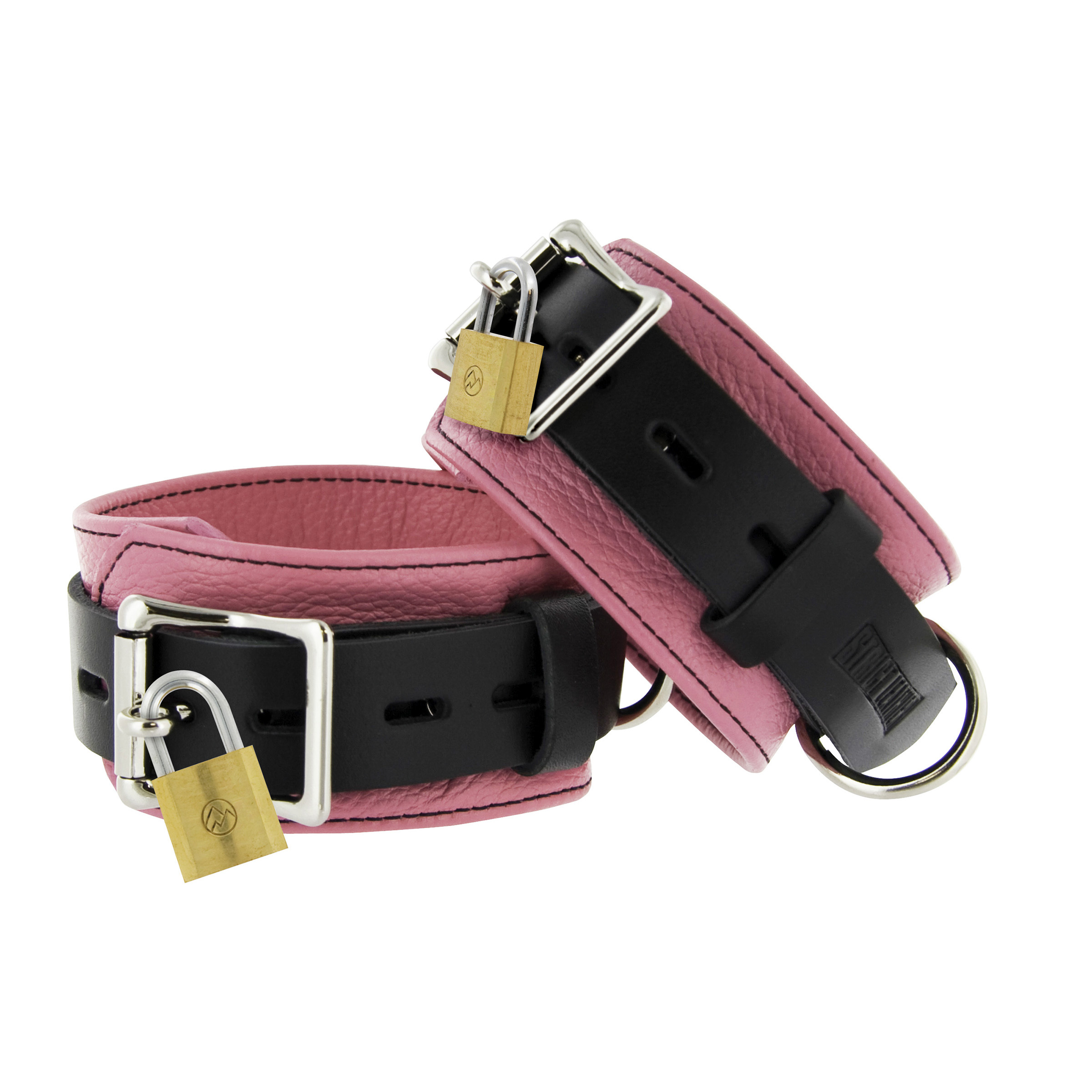 Strict Leather Pink and Black Deluxe Locking Ankle Cuffs - Happy Ending ...